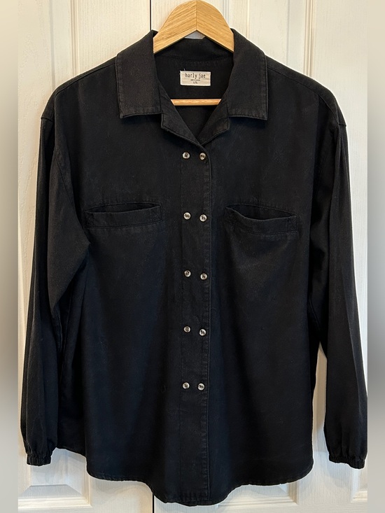 harley jae Tops - Harly Jae House Blouse L/XL Black 100% Raw Silk Canadian Designer 🇨🇦